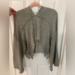 Urban Outfitters Green Knit Cropped Hoodie Top